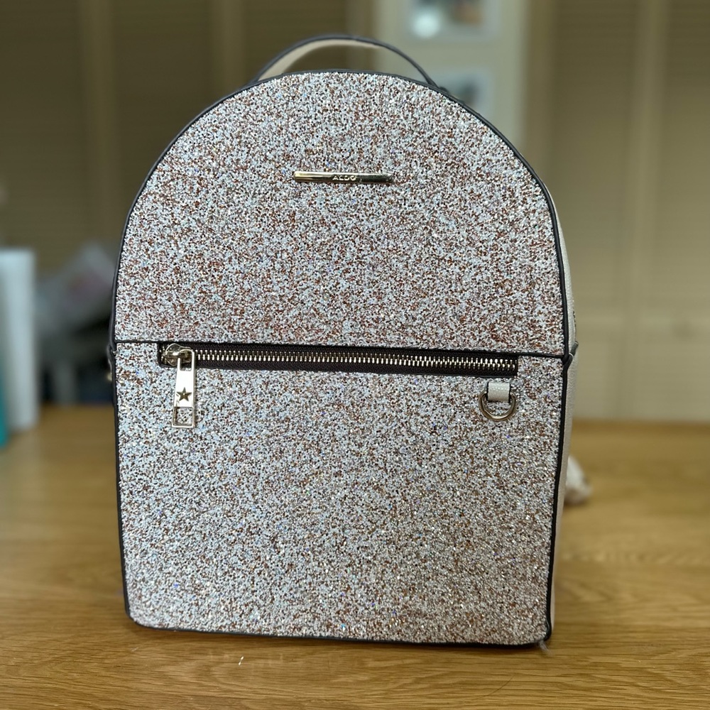 Aldo Beige/Gold Glitter Backpack